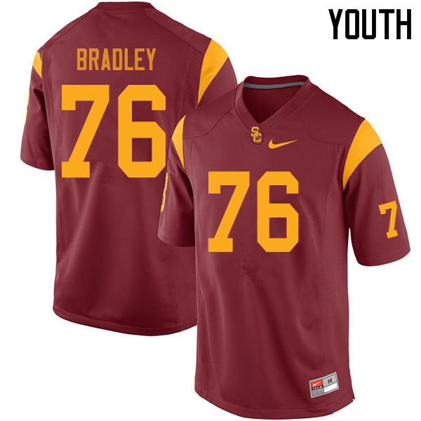 Youth #76 Clayton Bradley USC Trojans College Football Jerseys Sale-Cardinal